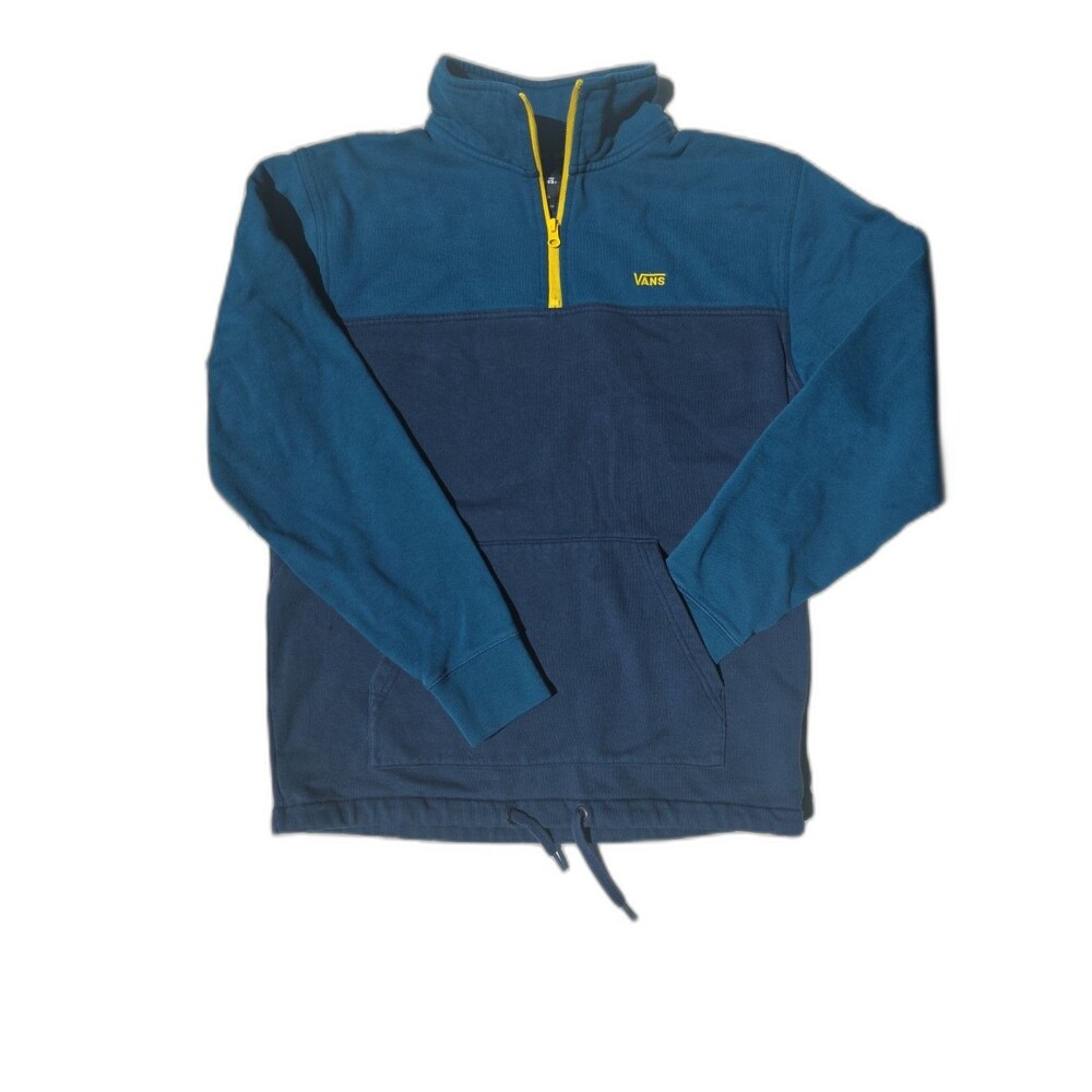 Vans Sweatshirt Colorblock Blue Teal Skate Surf Beach Vacation Quarter Zip S